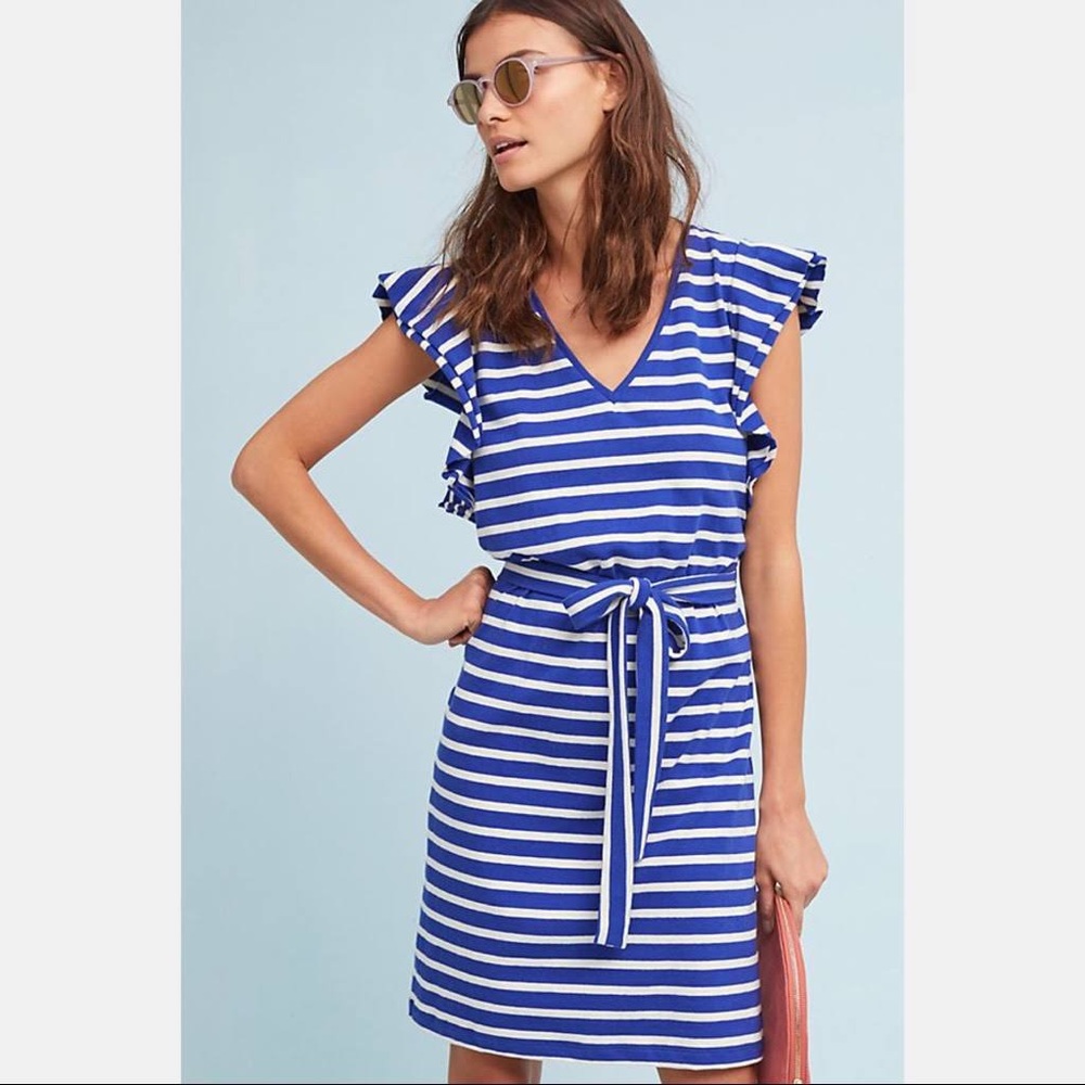 Anthropologie x Dolan Flutter-Sleeve Striped Dress